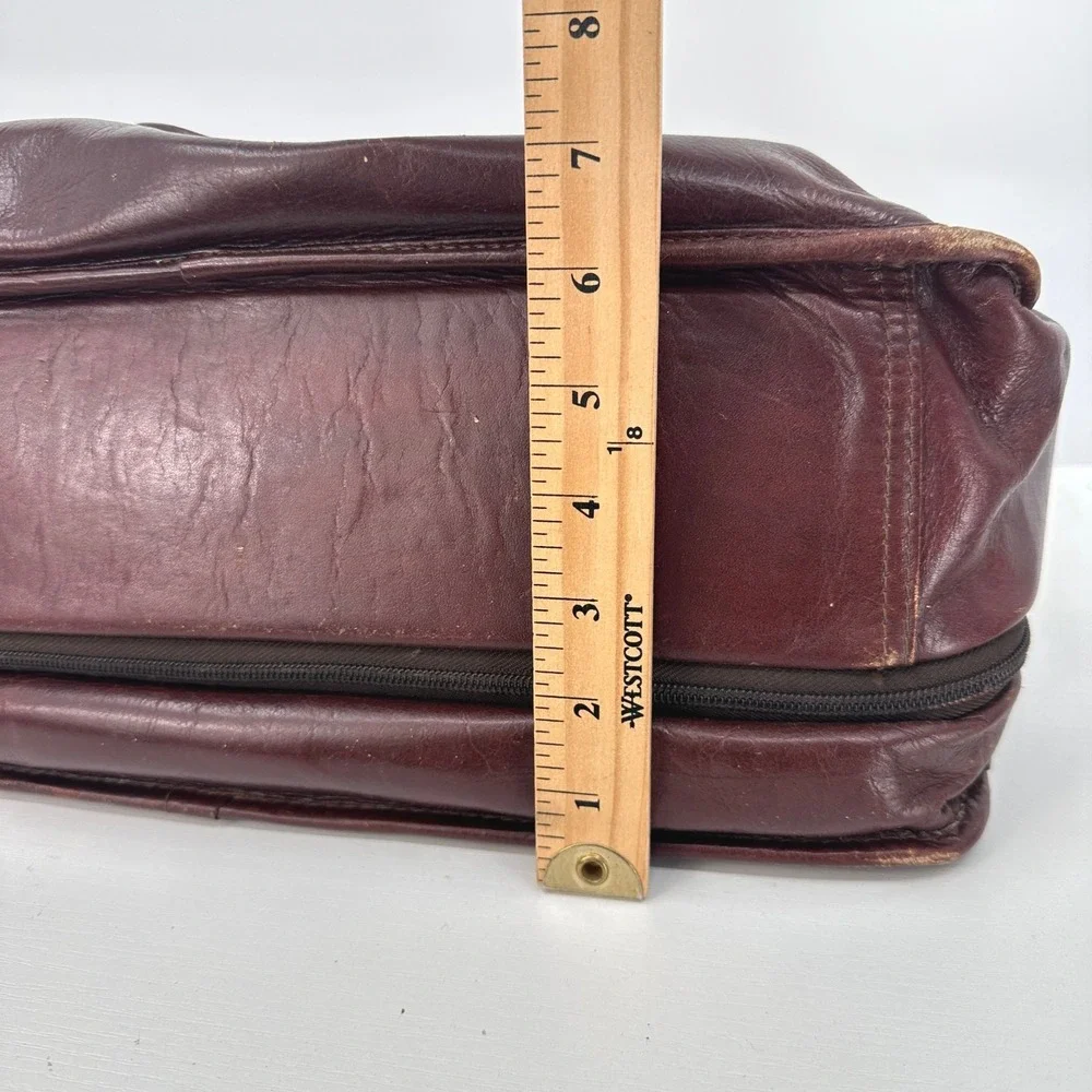 Vintage Genuine Leather Expandable Laptop Briefcase Attache Portfolio Brown